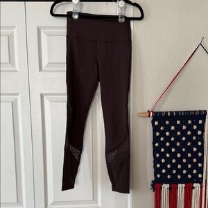 Dark plum Leggings with Mesh Detail